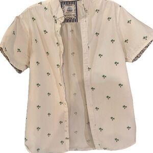 Denim & Flower Ricky Singh Palm Tree Print Button Front Shirt Size Small